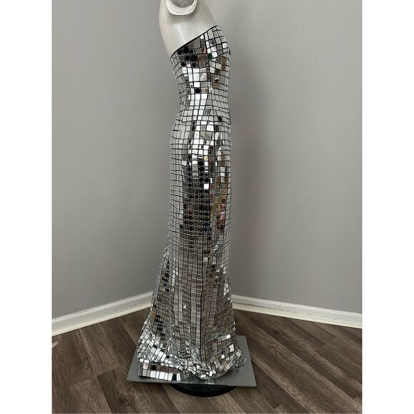 NWT Retrofete Strapless Bodycon Metallic Imani Dress Evening Gown Silver XS - Picture 12 of 17